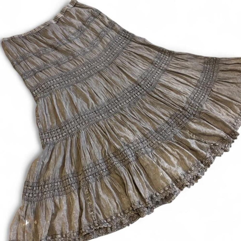 Vintage metro wear cVintage Metro Wear Crinkle Cotton Midi Skirt